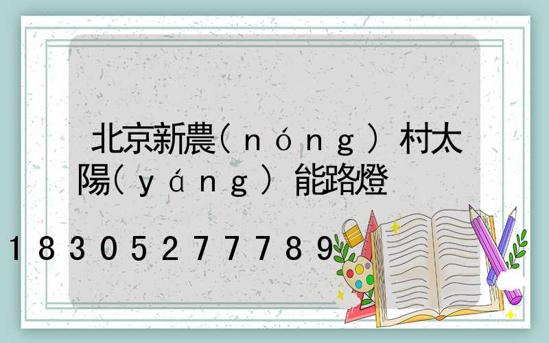 北京新農(nóng)村太陽(yáng)能路燈