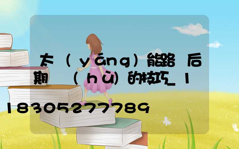 太陽(yáng)能路燈后期維護(hù)的技巧_1