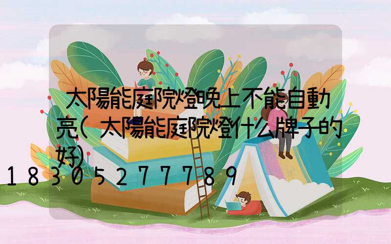 太陽能庭院燈晚上不能自動亮(太陽能庭院燈什么牌子的好)