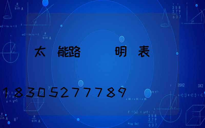 太陽能路燈報價明細表