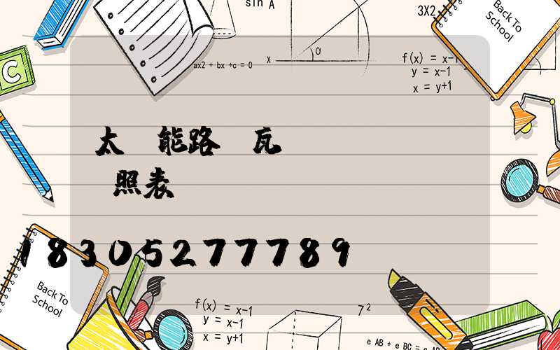 太陽能路燈瓦數(shù)對照表