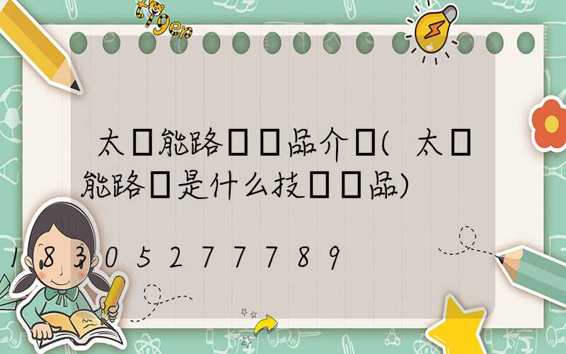 太陽能路燈產品介紹(太陽能路燈是什么技術產品)