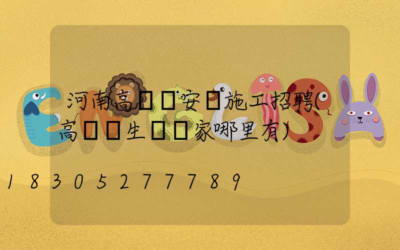 河南高桿燈安裝施工招聘(高桿燈生產廠家哪里有)