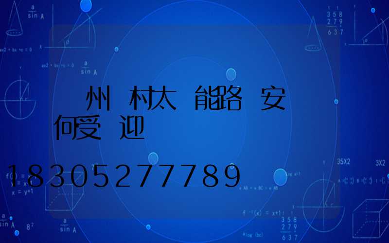 滄州農村太陽能路燈安裝為何受歡迎