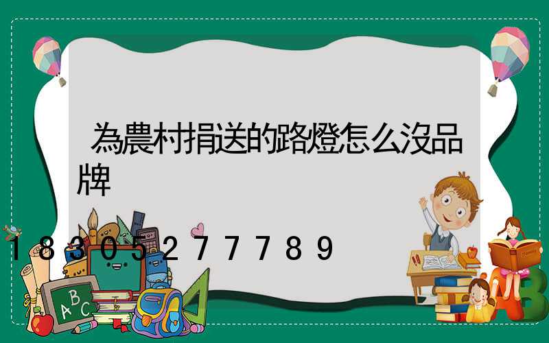 為農村捐送的路燈怎么沒品牌