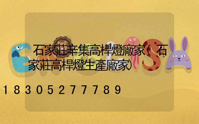 石家莊辛集高桿燈廠家(石家莊高桿燈生產廠家)