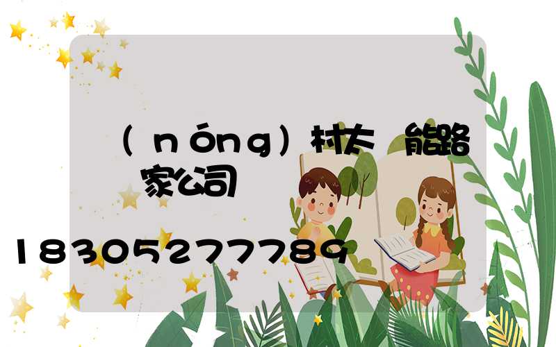 農(nóng)村太陽能路燈廠家公司