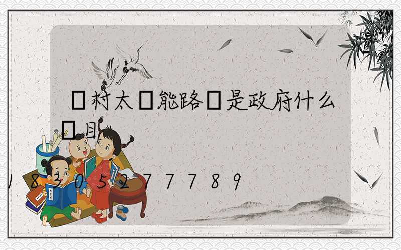 農村太陽能路燈是政府什么項目